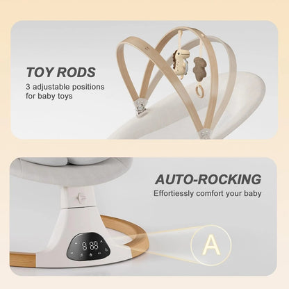 Baby Swings for Infants, Monamii Baby Swing, Bluetooth Infant Swing with Music Speaker, 5 Speeds and Remote Control, Indoor & Outdoor Use