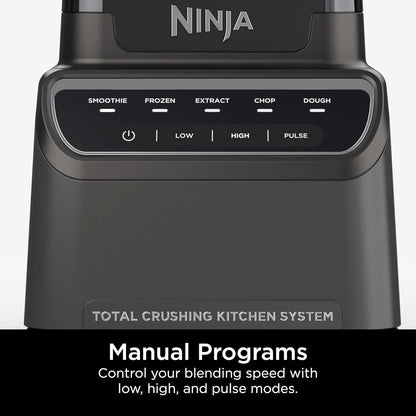 Ninja Blender, Mega Kitchen System, 1500W, 4 Functions for Smoothies, Processing, Dough, Drinks & More, with 72 Blender Pitcher, 64 Processor Bowl, 2 Nutri Cups + Lids, Black, BL770
