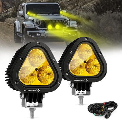 4 inch LED DHF10 LED Pod, Amber Off-road 9000LM 90W Yellow Fog off-road Pod Light Speckled flood light Combination LED driving light Ditch light Universal auxiliary light for Jeep truck ATV UTV