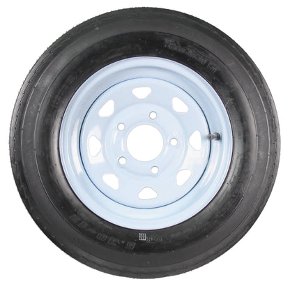 Two Trailer Tires On Rims 5.30-12 530-12 5.30 X 12 5 Hole Wheel White Spoke