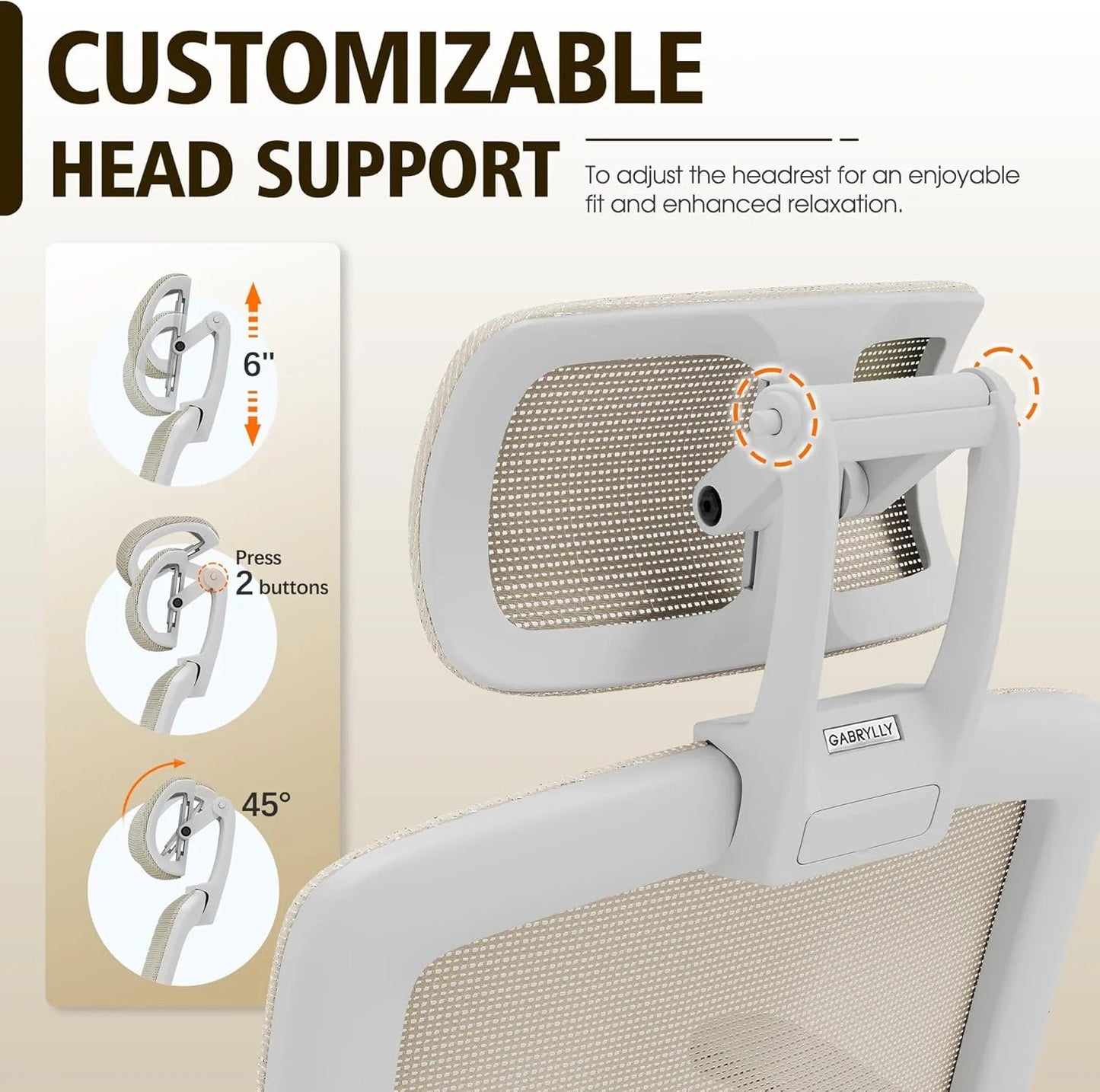 GABRYLLY Ergonomic Office Chair, High Back Home Desk Chair with Headrest, Flip-Up Arms, 90-120° Tilt Lock and Wide Cushion, Big and Tall Mesh Chairs for Man Woman, Black Task Chair