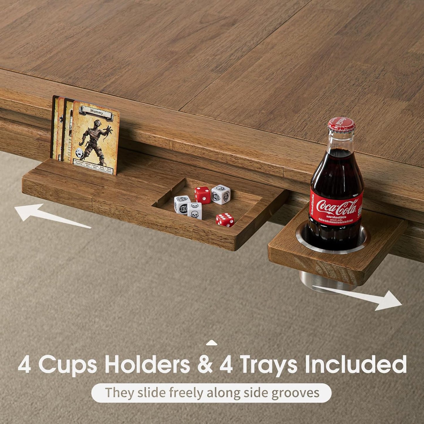 Board Game Table with Removable Top, Seats 4–6, 57"x33" Play Area