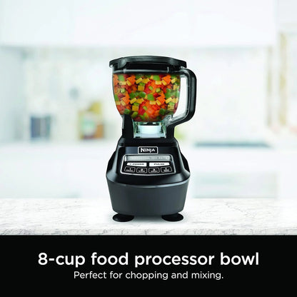 Ninja Blender, Mega Kitchen System, 1500W, 4 Functions for Smoothies, Processing, Dough, Drinks & More, with 72 Blender Pitcher, 64 Processor Bowl, 2 Nutri Cups + Lids, Black, BL770