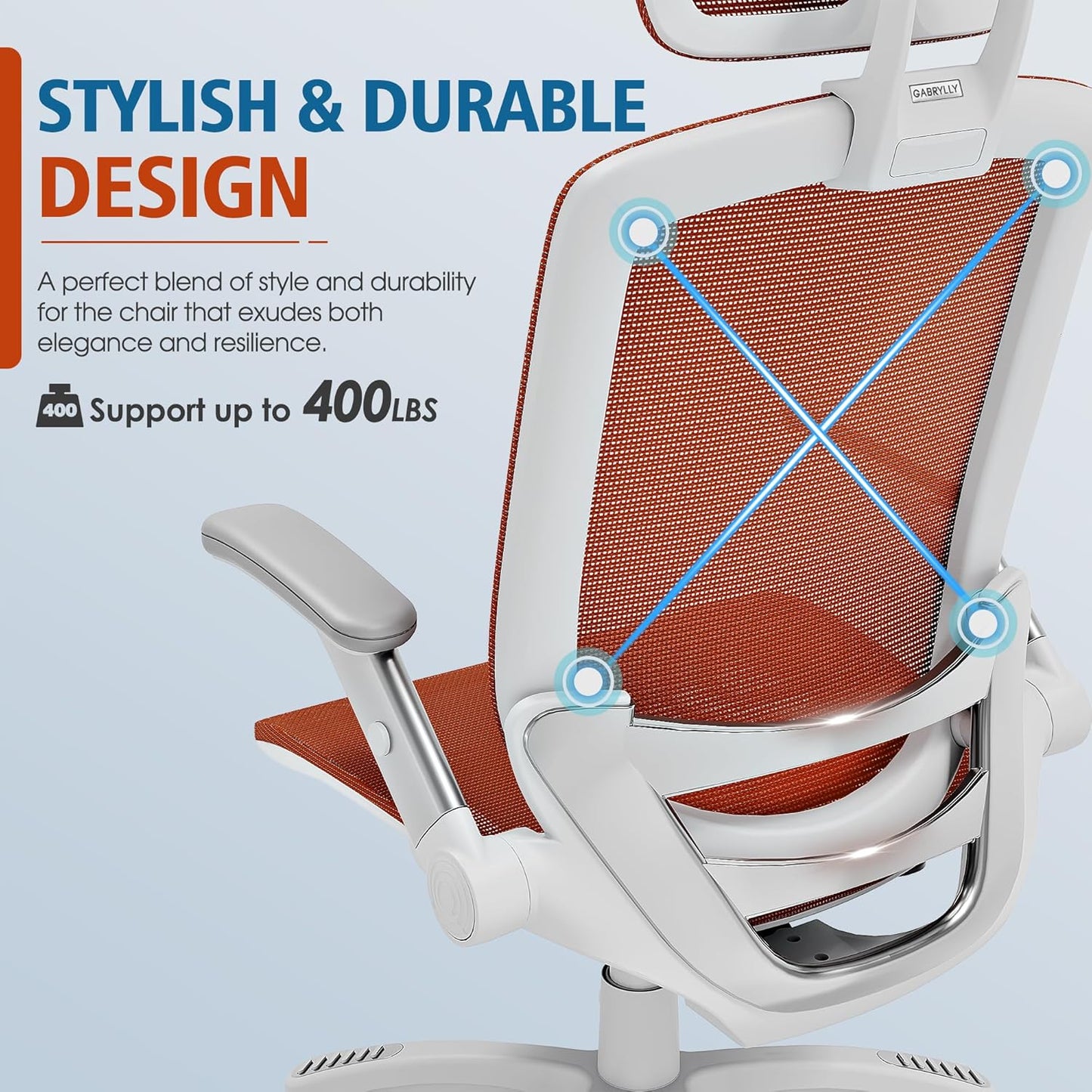 GABRYLLY Ergonomic Office Chair, High Back Home Desk Chair with Headrest, Flip-Up Arms, 90-120° Tilt Lock and Wide Cushion, Big and Tall Mesh Chairs for Man Woman, Black Task Chair