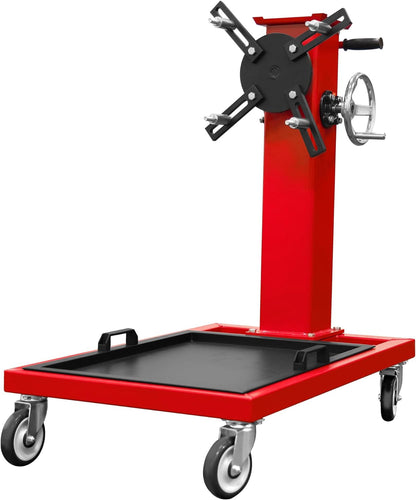 Rotating Engine Stand: Removable Oil Pan and Magnetic Tray, Turbine Turntable, 2 Brake Caster Lockable Wheels, 1,000 Lbs Capacity