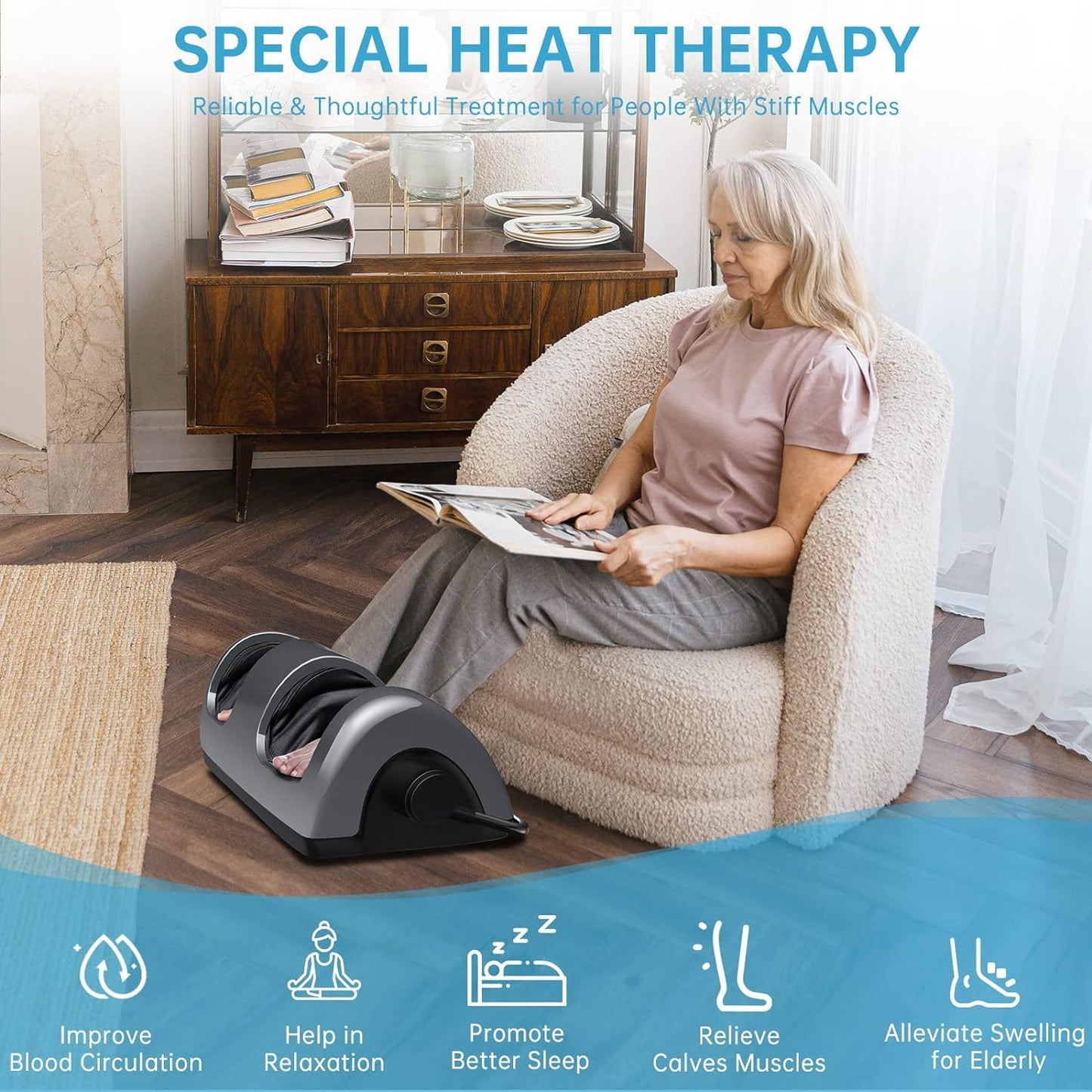 Shiatsu Foot Massager with Heat-Foot Massager Machine for Neuropathy, Plantar Fasciitis and Pain Relief-Massage Foot, Leg, Calf, Ankle with Deep Kneading Heat Therapy, Gift for Mother's Day