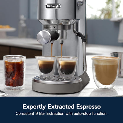 De'Longhi Dedica Duo Espresso Machine with Milk Frother, Stainless