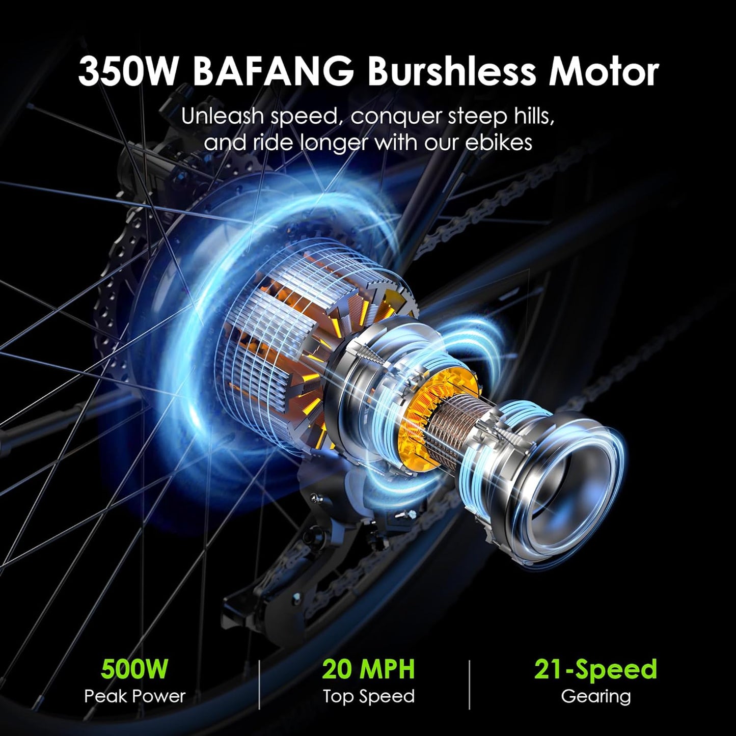 Adult Electric Bike, 350W BAFANG Motor (500W Peak), 4A 3H Fast Charging, 468Wh Li-Ion Battery, 21 Speed Gears, Air Saddle, 45 Miles 20 MPH 26" Mountain Bike Electric Bike, ANSI/CAN/UL2849 Compliant