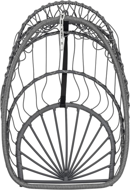 Yechen Indoor Outdoor Egg Hanging Chair with Stand, Patio Wicker Swing Egg Chair Indoor Swinging Chair Outdoor Hammock Egg Chair 350lbs Capacity for Patio Bedroom Balcony, Charcoal Grey (EG-001)