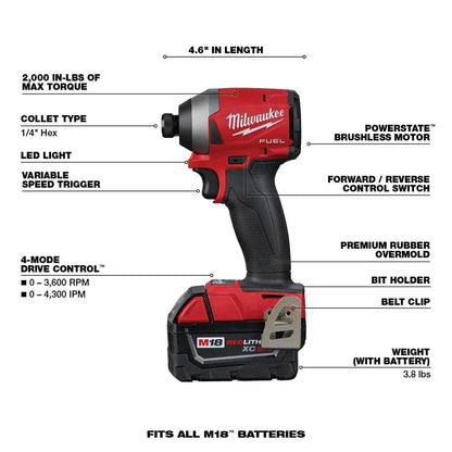 FUEL Lithium-Ion Brushless Cordless 7 Tool Combo Kit 5.0 Ah 18V M18