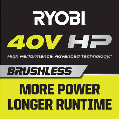 Ryobi 40V HP Brushless Whisper Series 190 MPH 730 CFM Cordless Battery Jet Fan Leaf Blower with (2) 4.0 Ah Batteries and Charger