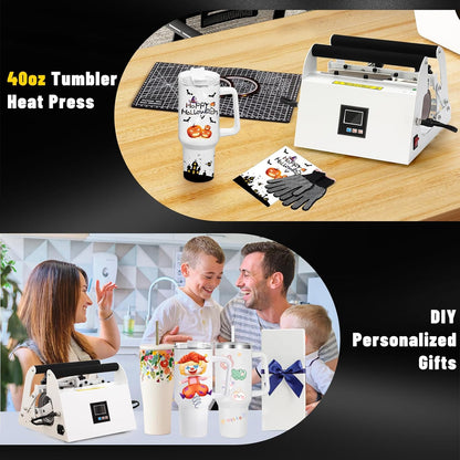 40oz Tumbler Press Tumbler Heat Press Sublimation 40 Oz Tumbler Top and Tapered Bottom Full Wrap - DIY Heat Transfer Vinyl