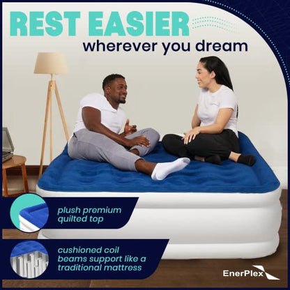 EnerPlex Queen Air Mattress with Built-in Pump - 16 Inch Double Height Inflatable Mattress for Camping