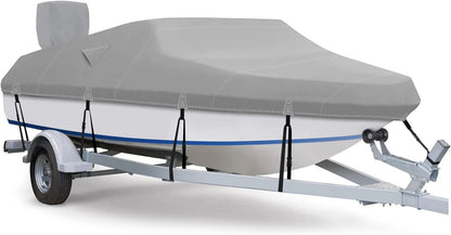 Fuprosico 600D Waterproof Winter Boat Cover with Motor Cover 17-19 ft Fits Bass Boat