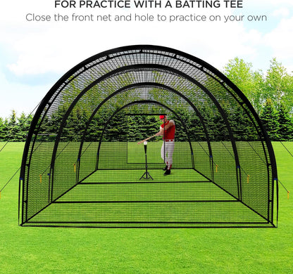 Baseball Batting Cage Net Batting Cages for Backyard Portable Baseball and Softball Batting Cages with Pitching Machine Hole and Detachable Door for Backyard Outdoor Hitting Practice