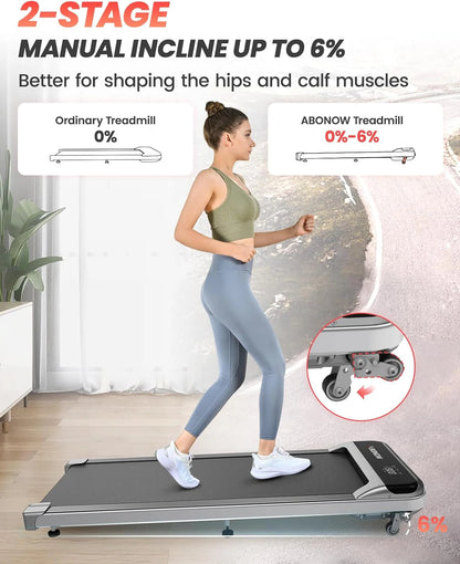 Walking Pad, Under Desk Treadmill with Incline for Home Office 2.5HP Portable Walking Treadmill with 280 Lbs Weight Capacity Walking Machine, Remote Control, LED Display