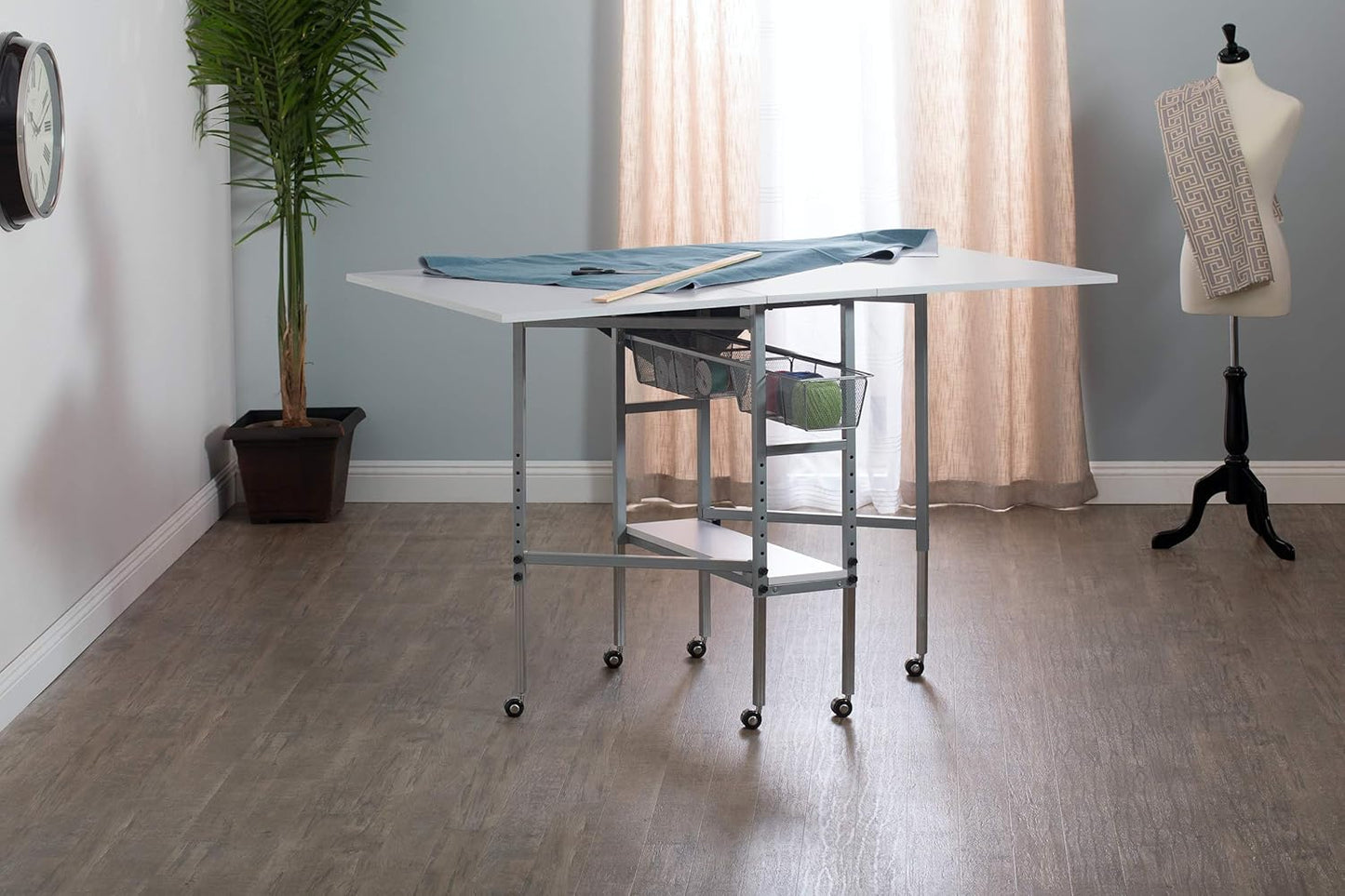 Sew Ready Hobby Cutting Table, 58.75"x36.5", White/Silver