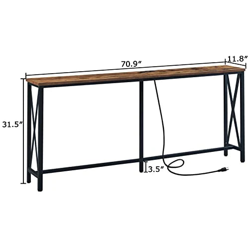 SUPERJARE 70 Inch Console Table with 2 Outlet and 2 USB Ports