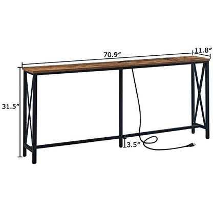 SUPERJARE 70 Inch Console Table with 2 Outlet and 2 USB Ports