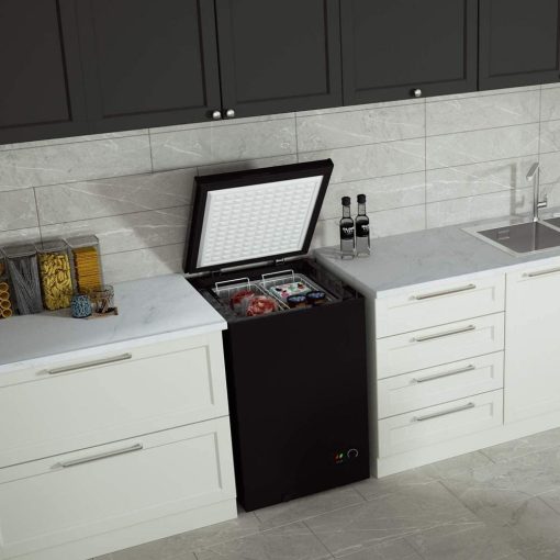 Northair Chest Freezer C 3.5 Cu Ft with 2 Removable Baskets C Reach In Freezer Chest C Quiet Compact Freezer C 7 Temperature Settings C Black