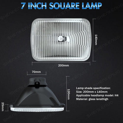 for Ford F 150 F 250 Truck E-150 E-250 Van 5x7'' 7x6'' LED Crystal Clear Glass Lens Headlight Set