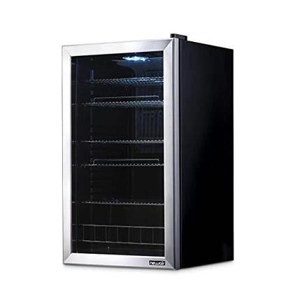 NewAir Beverage Refrigerator Cooler | 126 Cans Free Standing with Right Hinge Glass Door