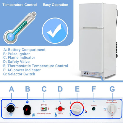 Smad 9.4 Cu ft 64 in*H Propane Refrigerator AC 110V Freezer Large Capacity Frigde Camper Motorhome