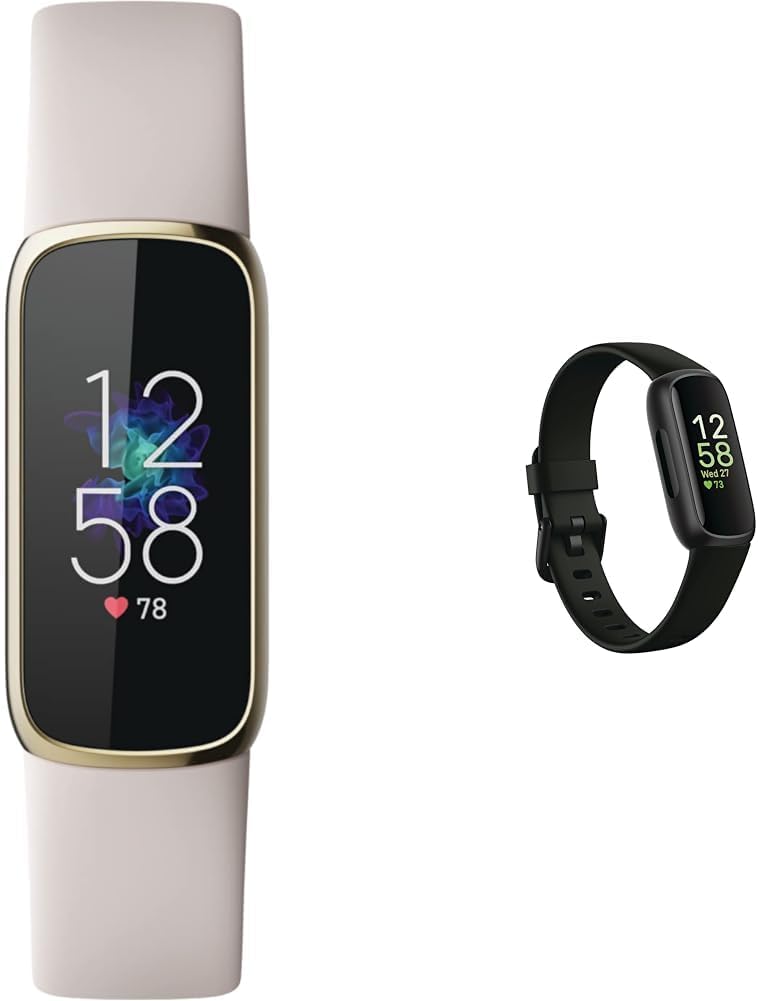 Fitness and Wellness-Tracker with Stress Management, Sleep-Tracking and 24/7 Heart Rate, One Size S L Bands Included, Lunar White/Soft Gold Stainless Steel, 1 Count