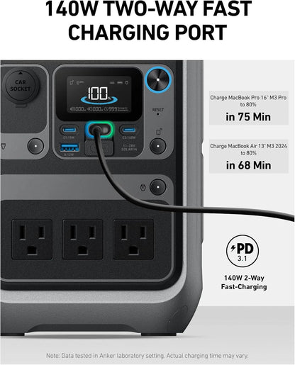Anker Solar Generator SOLIX C300 with 60W Solar Panel, 288Wh Portable Power Station, 300W (600W Surge), LiFePO4 Battery, 140W Two-Way Fast Charging, for Outdoor Camping, Traveling, and Emergencies