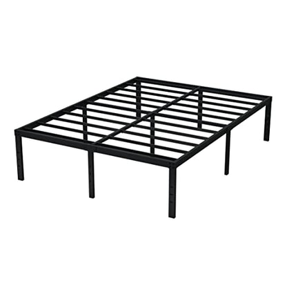 EMODA Queen Bed Frame No Box Spring Needed 18 Inch Heavy Duty Metal Tall Platform Bed Frame