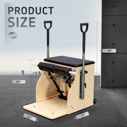 Pilates Chair, Split-Pedal Stability Combo Chair with Handles,Pilates Reformer Machine,Pilates Equipment for Home Or Studio Use