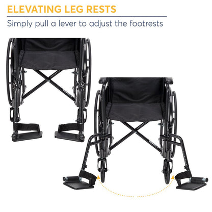 Drive Medical Silver Sport 1 Wheelchair with Full Arms and Swing Away Removable Footrest