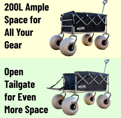 Beach Wagon with 13" Balloon Wheels, Collapsible, All-Terrain, 185L