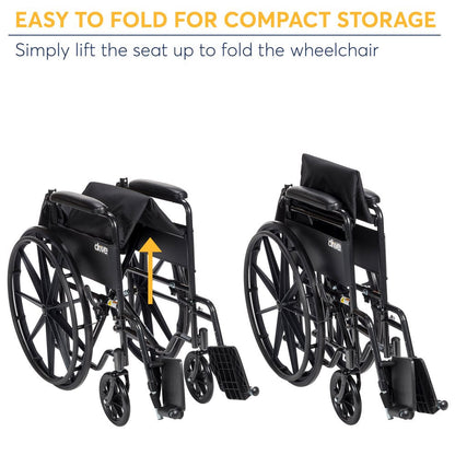 Drive Medical Silver Sport 1 Wheelchair with Full Arms and Swing Away Removable Footrest
