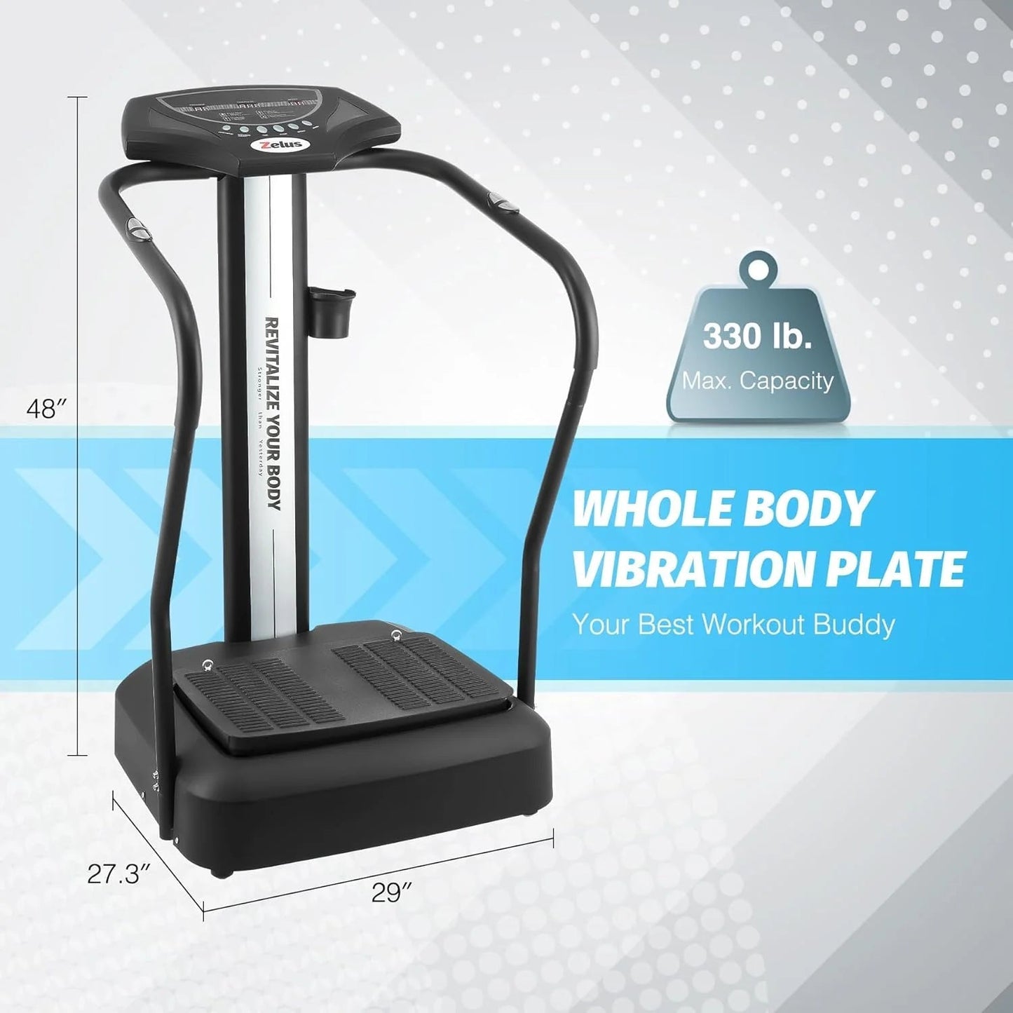 Whole Body Vibration Plate, 500W Vibration Plate Exercise Machine with 99 Levels 3 Preset Modes & 2 Resistance Bands, Training Fitness Vibration Platform Machine for Home Gym with 330lb Capacity