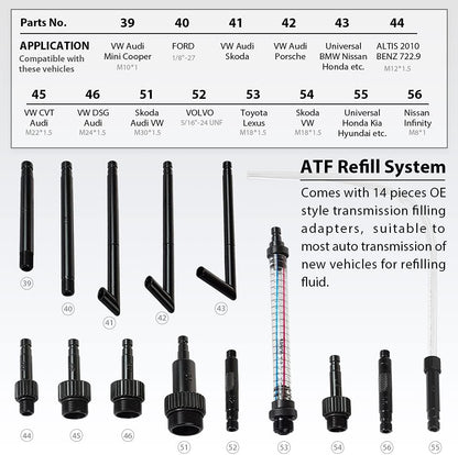 Patented 10L Automatic Transmission Fluid Pump ATF Refill System Dispenser Extractor with 21 Pcs ATF Filler Adapters&Refilling Funnel + Drainer and Refill Kit