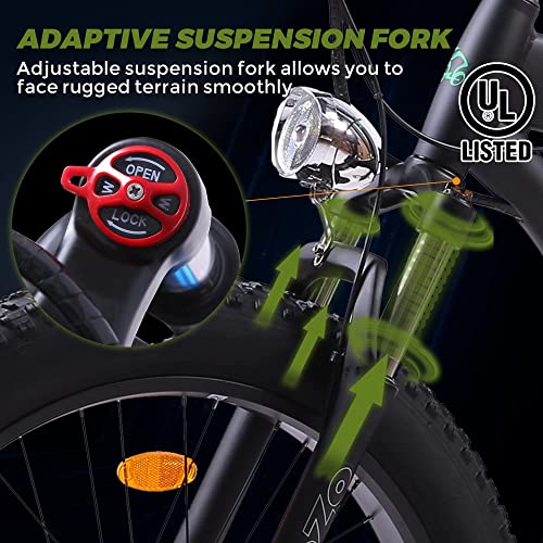 750W Electric Bike 26  Fat Tire Adult Electric Bicycles 48V 13AH Removable Lithium Battery Ebike with Suspension Fork Aluminium Frame Beach Snow Mountain E-Bike for Adults