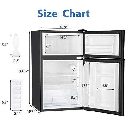 Euhomy Mini Fridge with Freezer, 3.2 Cu.Ft Mini Refrigerator with Freezer